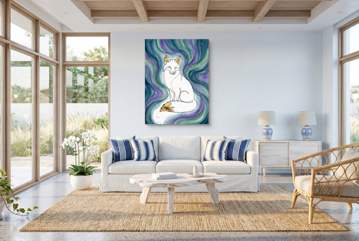 Golden Fox Aurora — golden fox aurora living room with windows 1port flush print