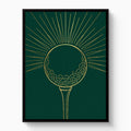 Golden Golf Sunrise — golden golf sunrise white studio framed black