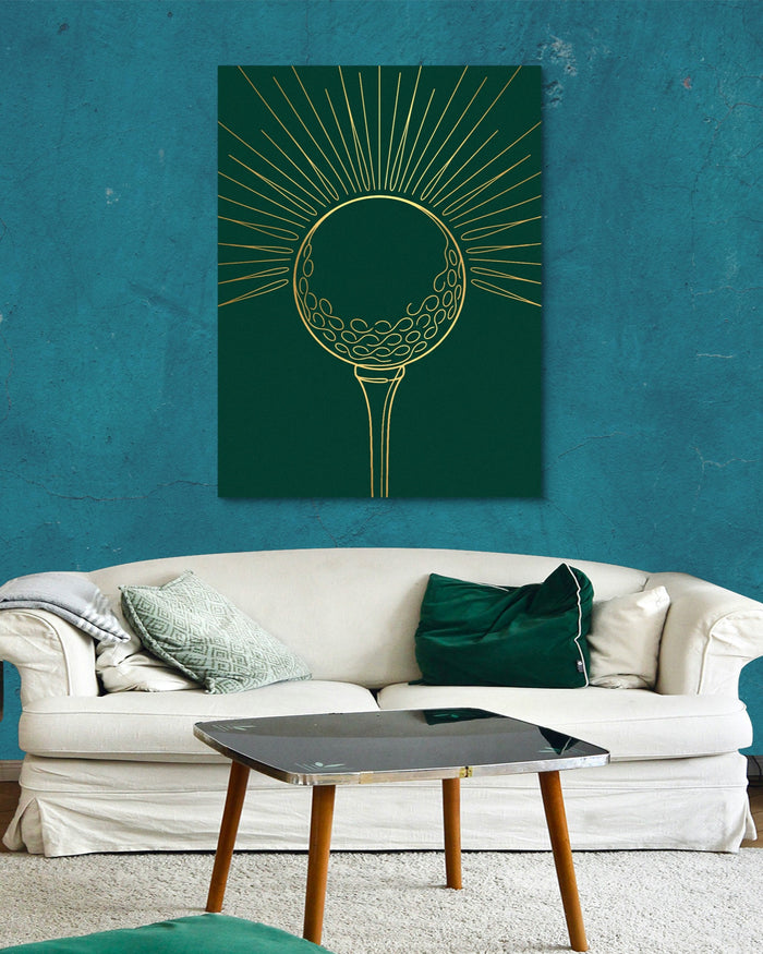 Golden Golf Sunrise — golden golf sunrise psd aqua wall white couch 1port flush print