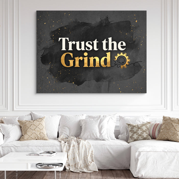 Golden Grind Gear — golden grind gear sq white couch and wall 1land flush print