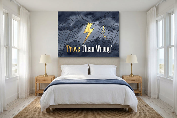 Golden Lightning Storm — golden lightning storm bedroom with windows 1land flush print