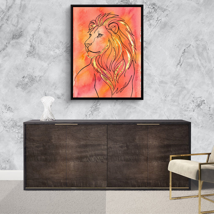 Golden Lion Mane — golden lion mane sq luxurious room granite wall 1port framed black