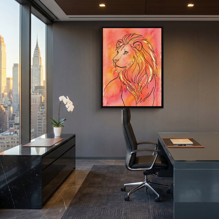 Golden Lion Mane — golden lion mane sq office view 1port framed black