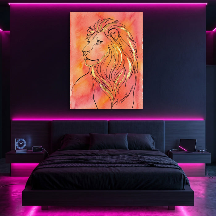 Golden Lion Mane — golden lion mane sq pink neon room portv2 1port flush print