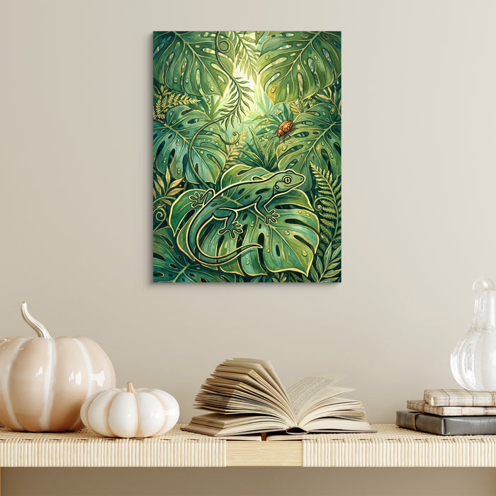 Golden Lizard Jungle — golden lizard jungle sq halloween wall 2 1port flush print
