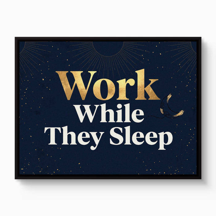 Golden Night Work — golden night work white studio framed black
