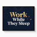 Golden Night Work — golden night work white studio framed black