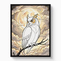 Golden Owl Moonlight — golden owl moonlight white studio framed black