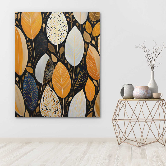 Golden Plumage - Black and Gold Canvas Print