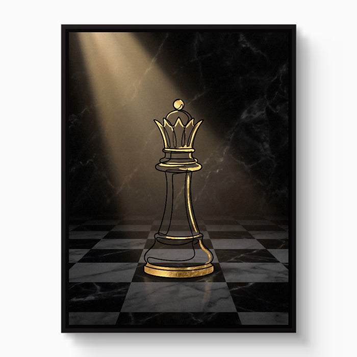 Golden Queen Spotlight — golden queen spotlight white studio framed black