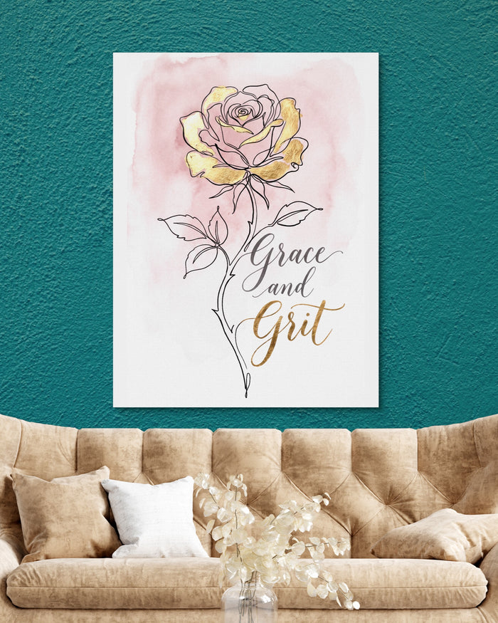Golden Rose Grace — golden rose grace psd teal wall tan couch 1port flush print