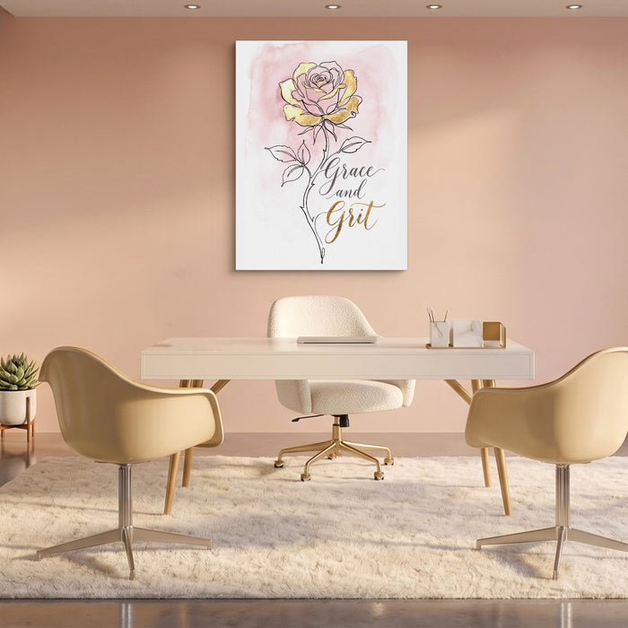 Golden Rose Grace — golden rose grace sq pink office 1port flush print