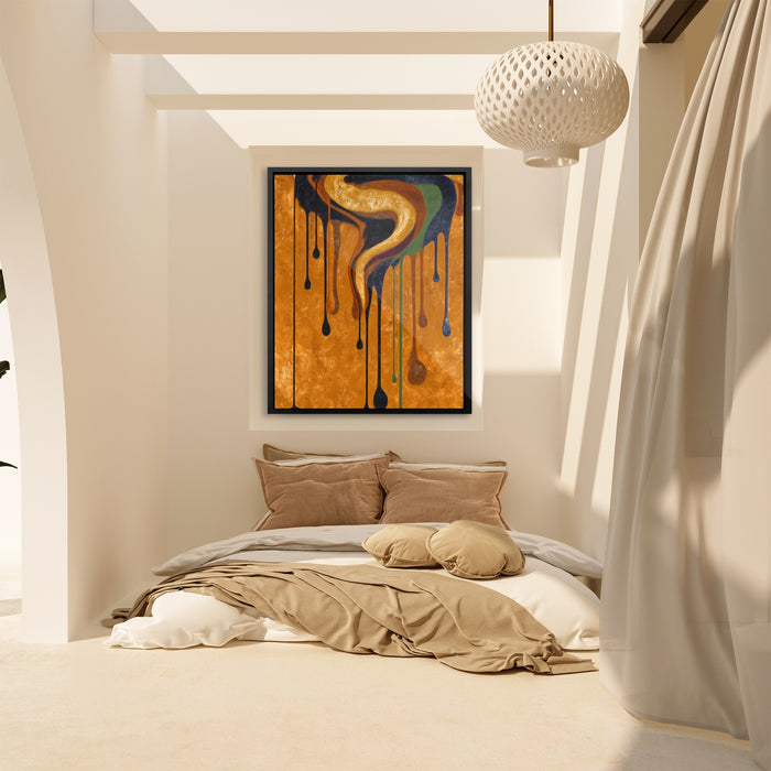 Golden Serpent Dripping canvas wall art, room view