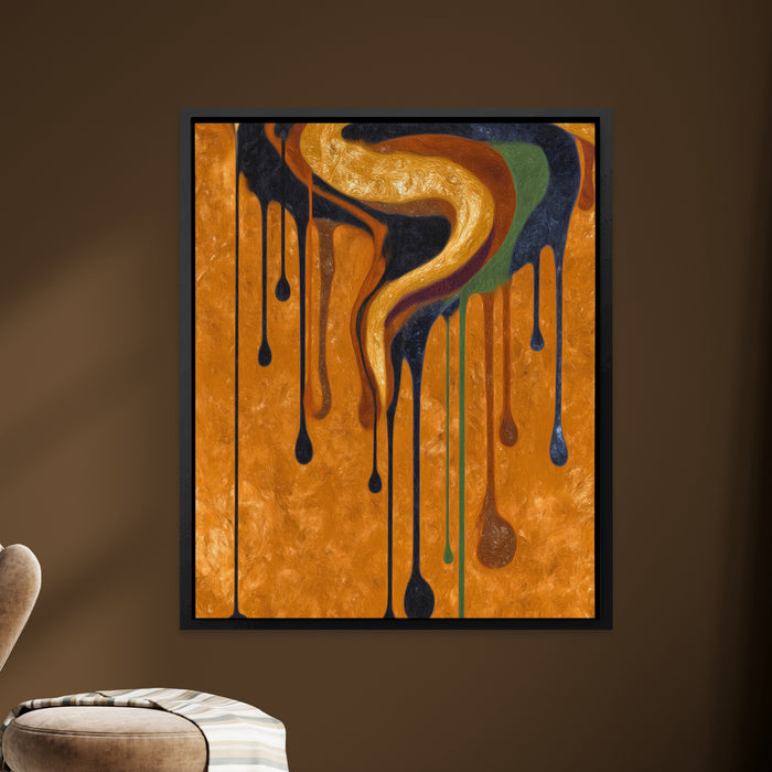 Golden Serpent Dripping canvas wall art, room view