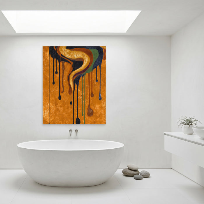 Golden Serpent Dripping canvas wall art, room view