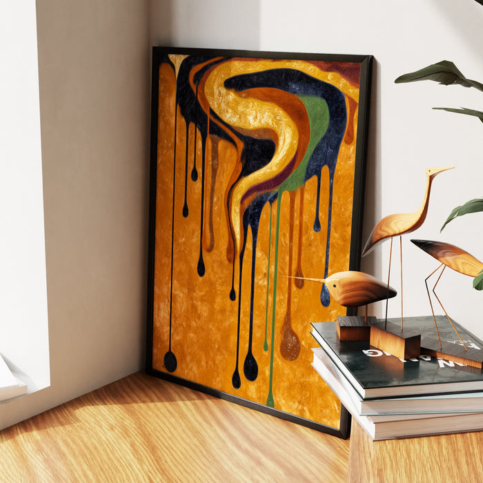 Golden Serpent Dripping canvas wall art, room view