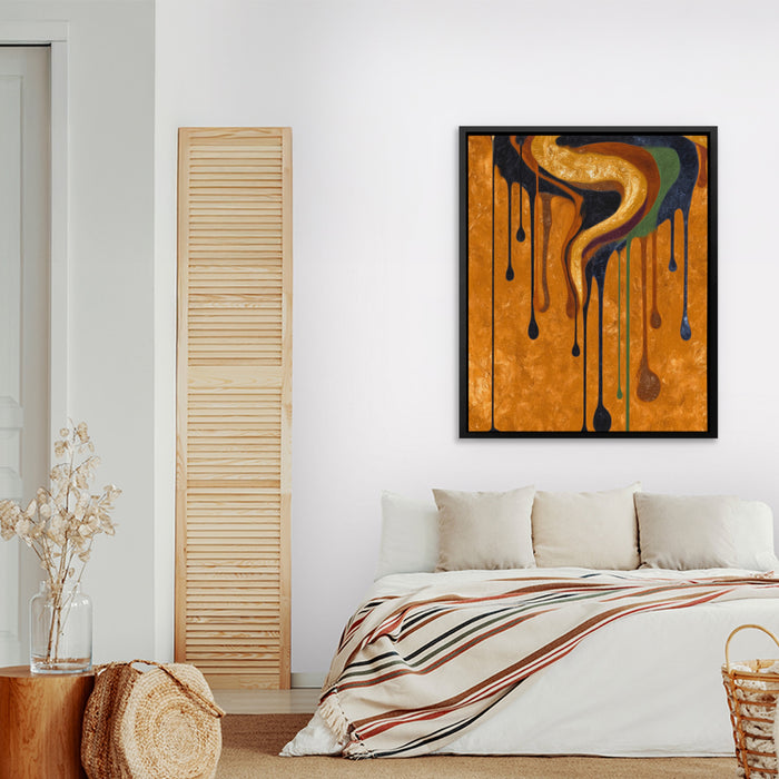 Golden Serpent Dripping canvas wall art, room view