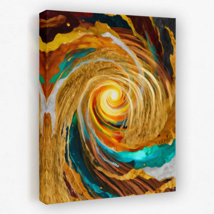 Golden Storm Spiral canvas wall art