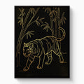 Golden Tiger Stroll — golden tiger stroll white studio framed black