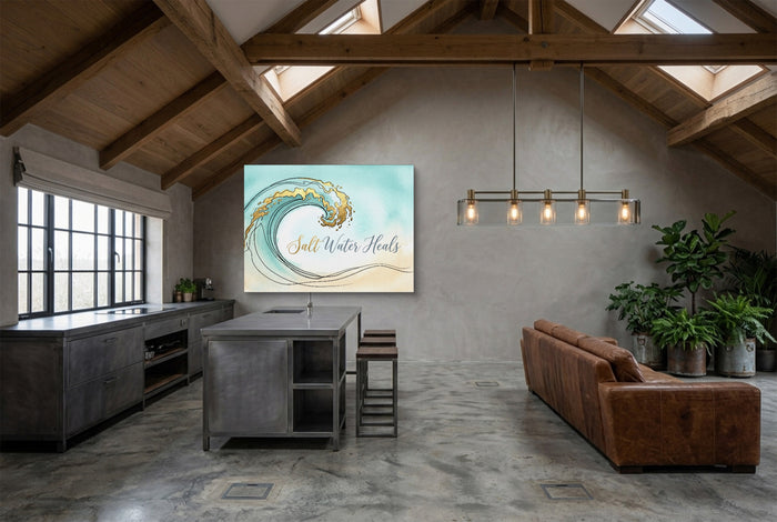 Golden Wave Crest — golden wave crest modern minimalist living room 4 1land flush print