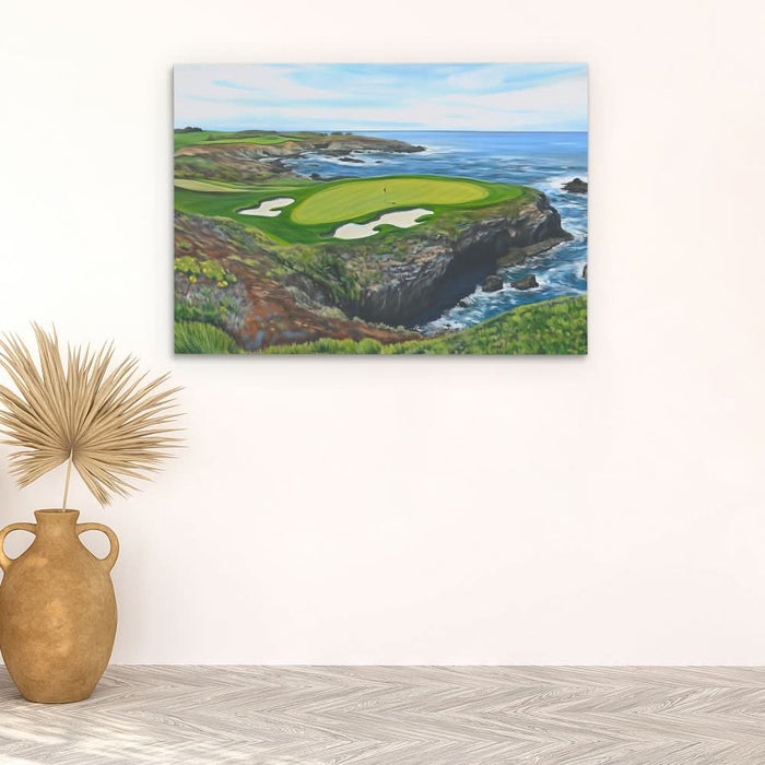 Golf Course on the Ocean - Wall Art in Black Frame