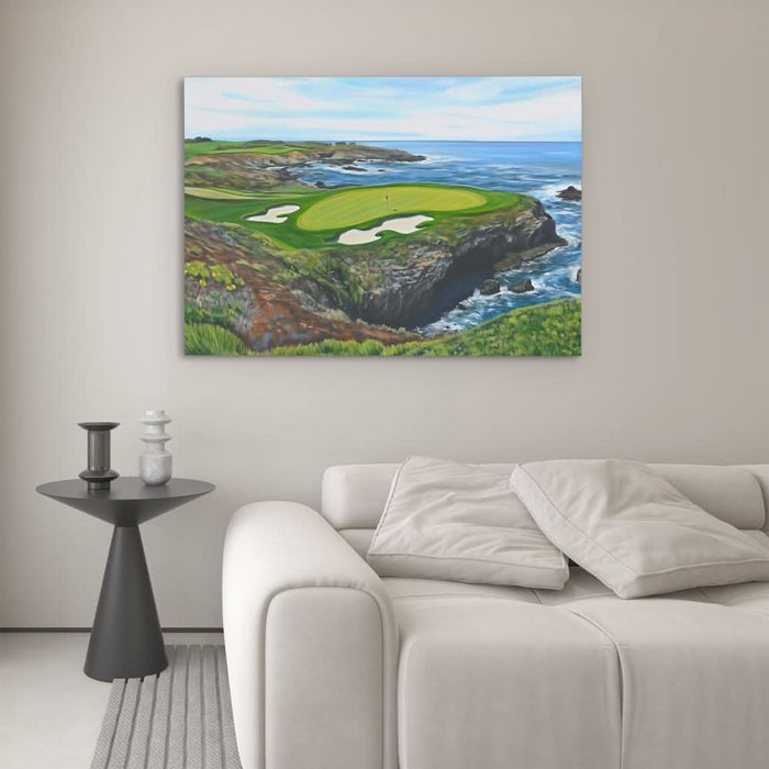 Golf Course on the Ocean - Blue Canvas Wall Art