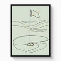 Golf Flag Golden — golf flag golden white studio framed black