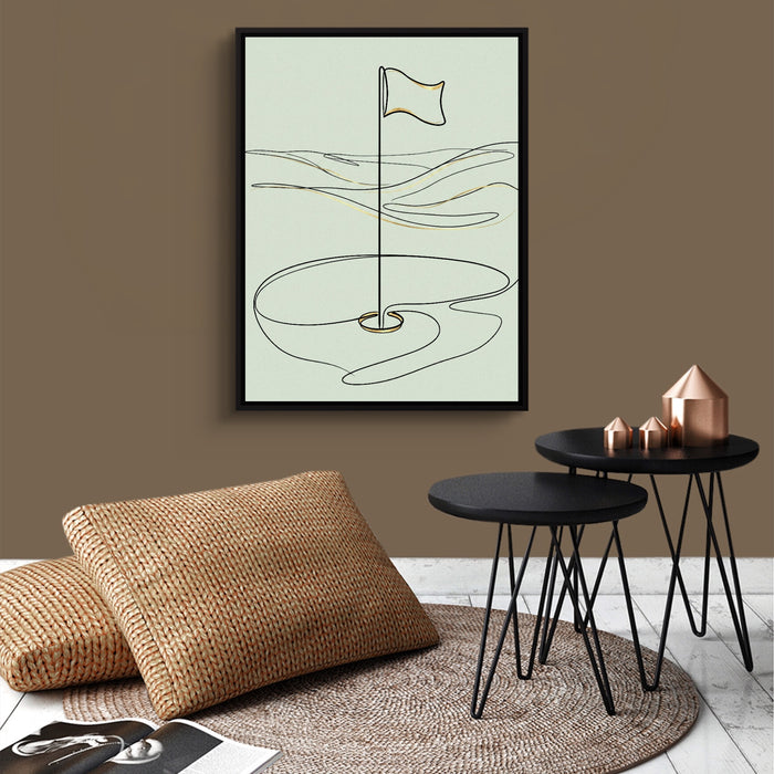 Golf Flag Golden — golf flag golden sq brown wallroom 1port framed black
