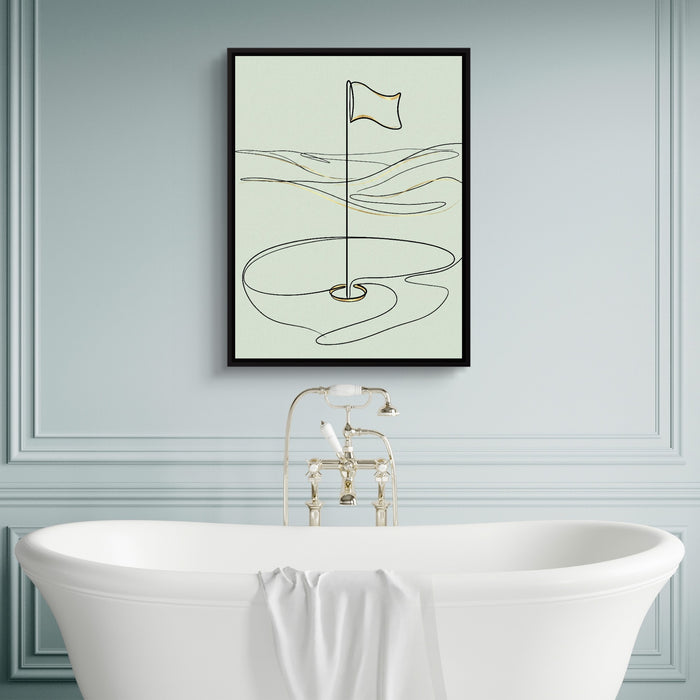 Golf Flag Golden — golf flag golden sq luxury bathroom wall 1port framed black