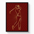 Golfer Golden Swing — golfer golden swing white studio framed black