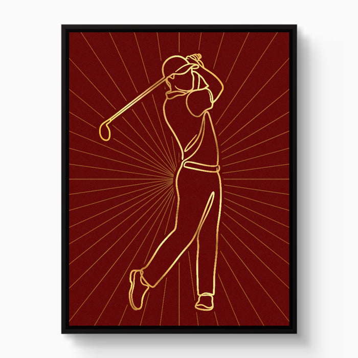 Golfer Golden Swing — golfer golden swing white studio framed black