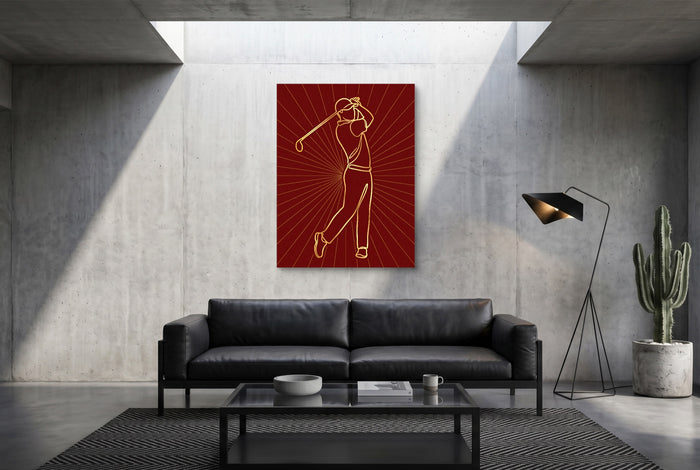 Golfer Golden Swing — golfer golden swing modern minimalist living room 1port flush print