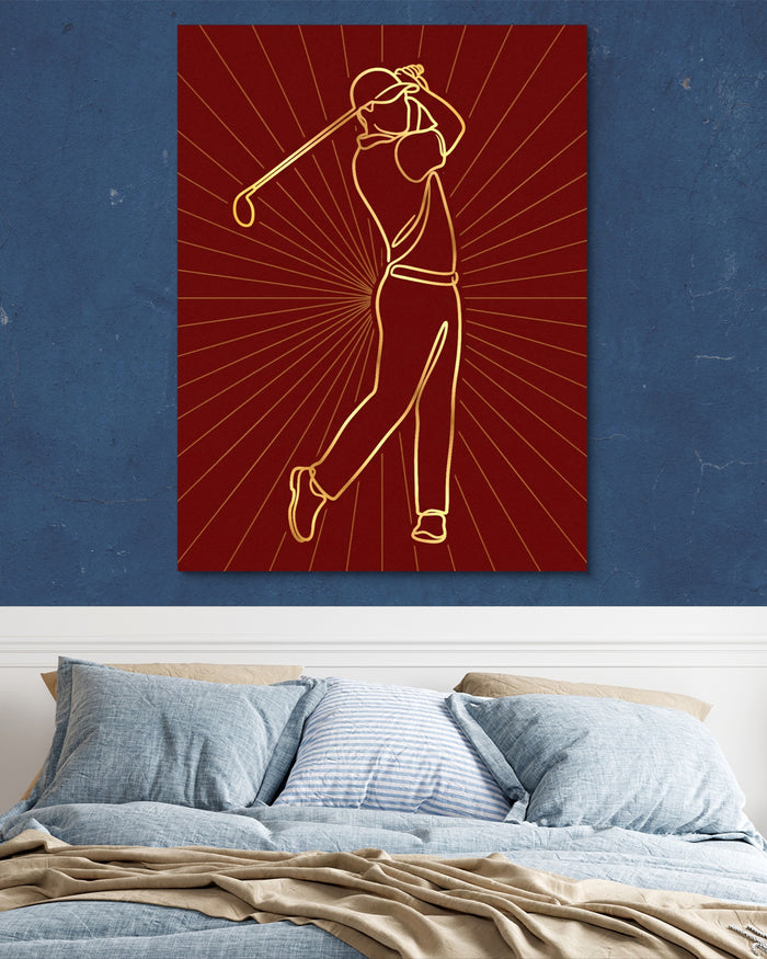 Golfer Golden Swing — golfer golden swing psd navy blue bedroom 1port flush print