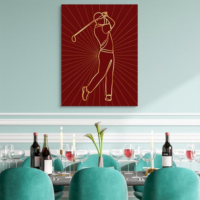 Golfer Golden Swing — golfer golden swing sq teal dining room 1port flush print