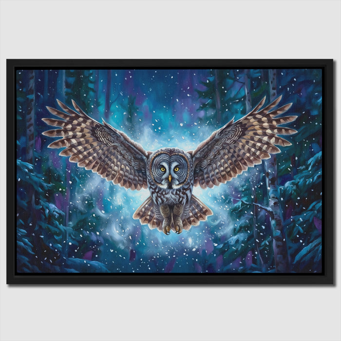 Great Grey Owl Flight — Great Grey Owl Flight Close Up Landscape 84