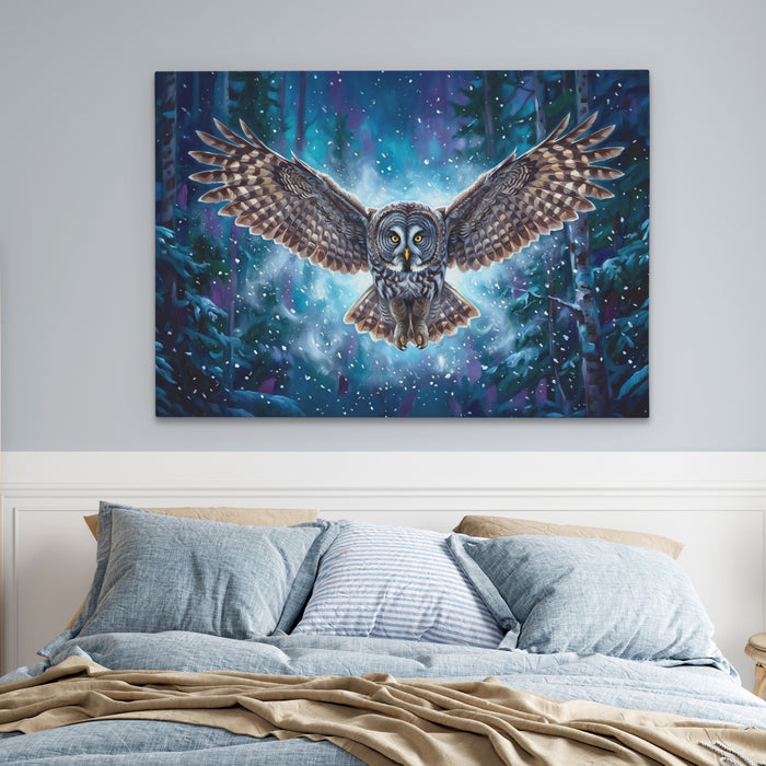 Great Grey Owl Flight — Great Grey Owl Flight Blue Bedroom land 36
