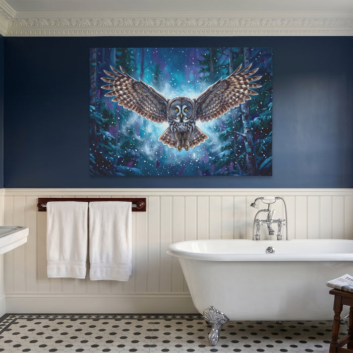 Great Grey Owl Flight — Great Grey Owl Flight Blue Bathroom Land 52