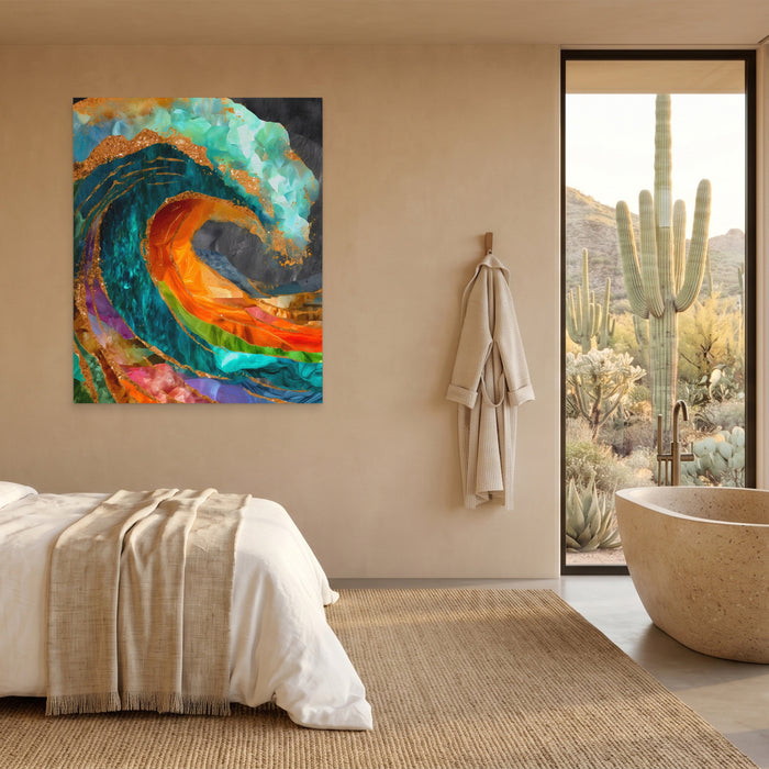 Great Wave Reimagined canvas wall art, room view