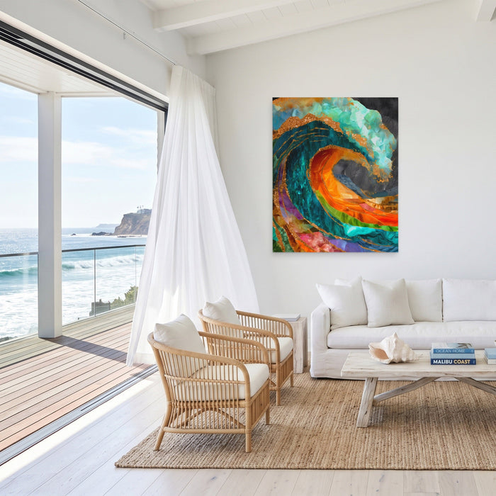 Great Wave Reimagined canvas wall art, room view