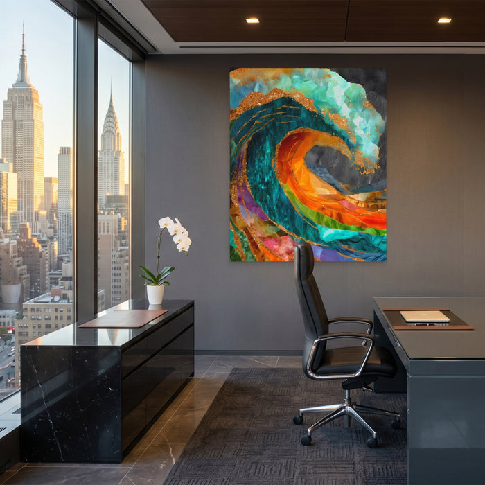 Great Wave Reimagined canvas wall art, room view