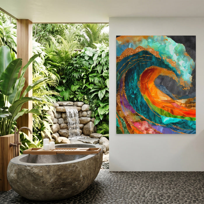 Great Wave Reimagined canvas wall art, room view