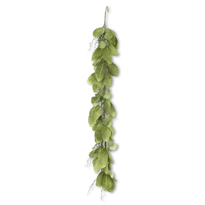 Green Magnolia Leaf Myrtle & Twig Garland 72 Inch