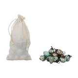 GREEN MERCURY GLASS ORNAMENTS SET