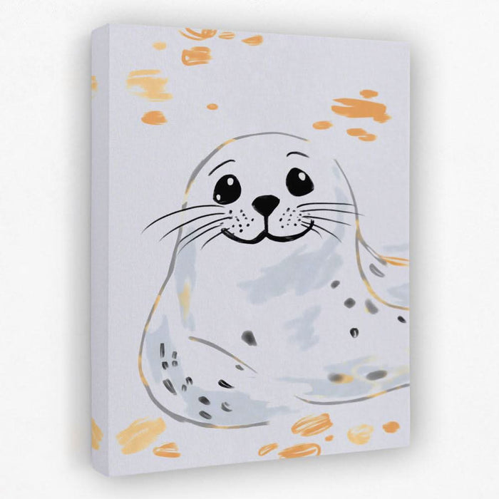 Grey and White Seal - Animals Canvas Wall Art