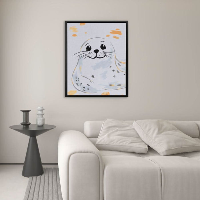 Grey and White Seal - Neutral Wall Art for Nursery