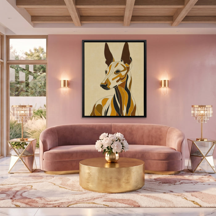 Greyhound Geometric Lines canvas wall art, room view