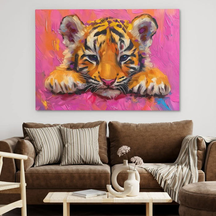 Grumpy Tiger Cub - Colorful Wall Art