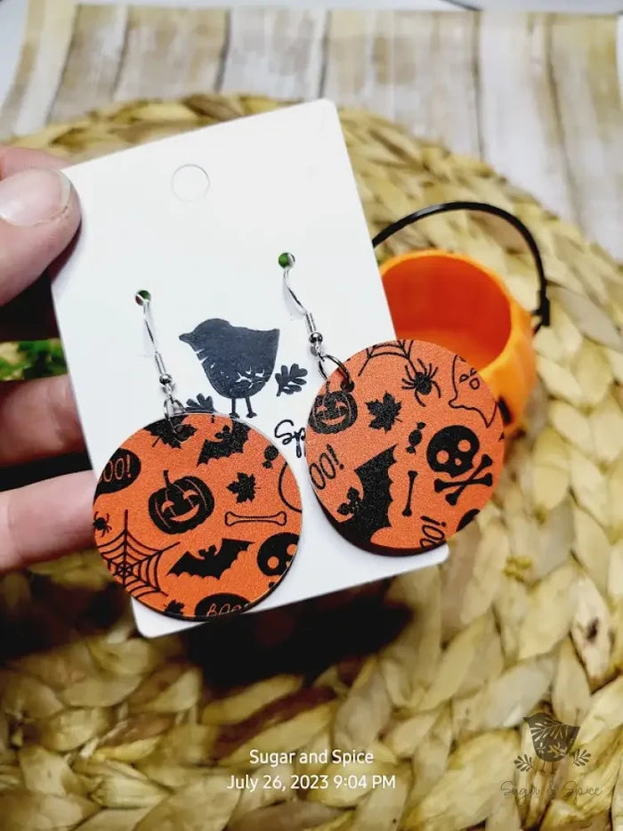 Halloween Round Earrings - Premium  from Sugar and Spice Invitations - Just $11.25! Shop now at Sugar and Spice Paper