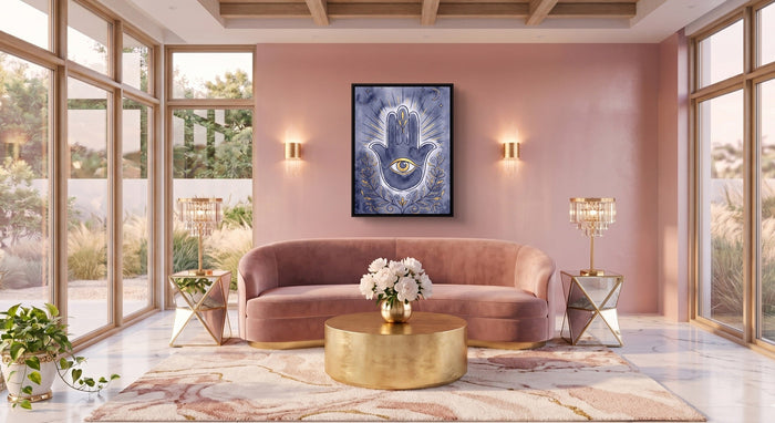 Hamsa Indigo Eye - Luxury Wall Art
