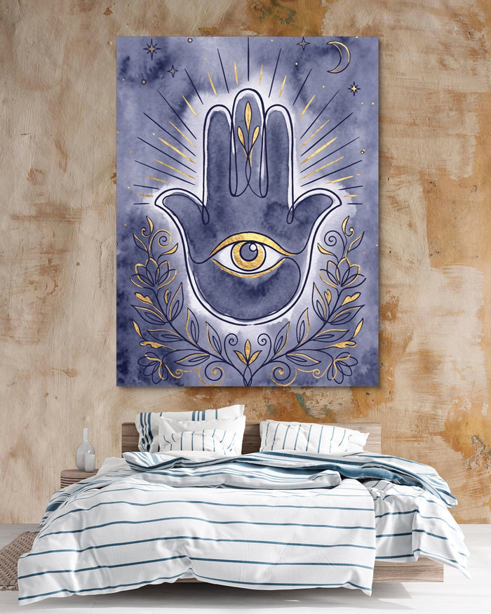 Hamsa Indigo Eye - Luxury Wall Art